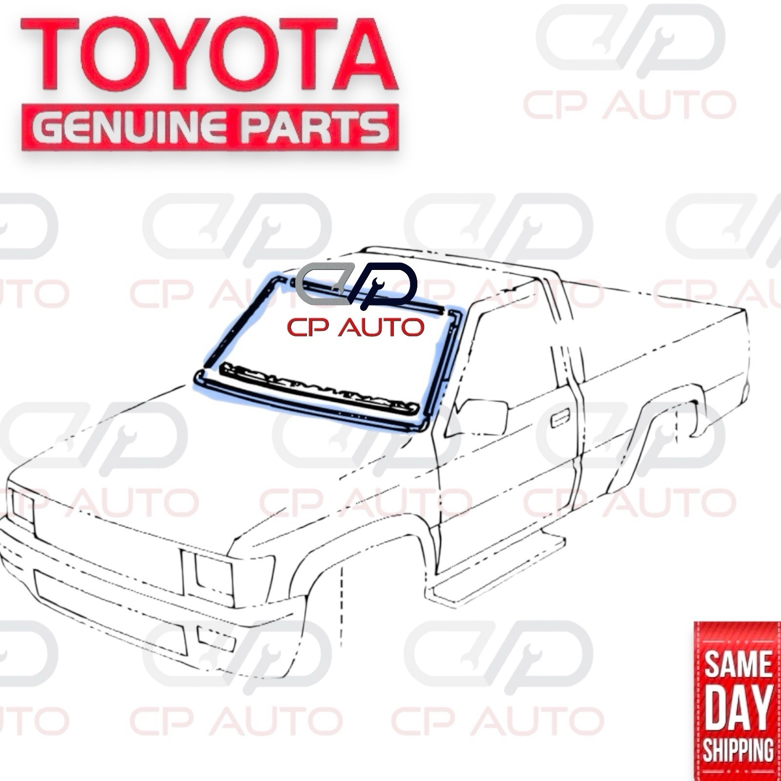 89 – 95 TOYOTA PICKUP FRONT WINDSHIELD CHROME MOLDING TRIM SET OEM NEW