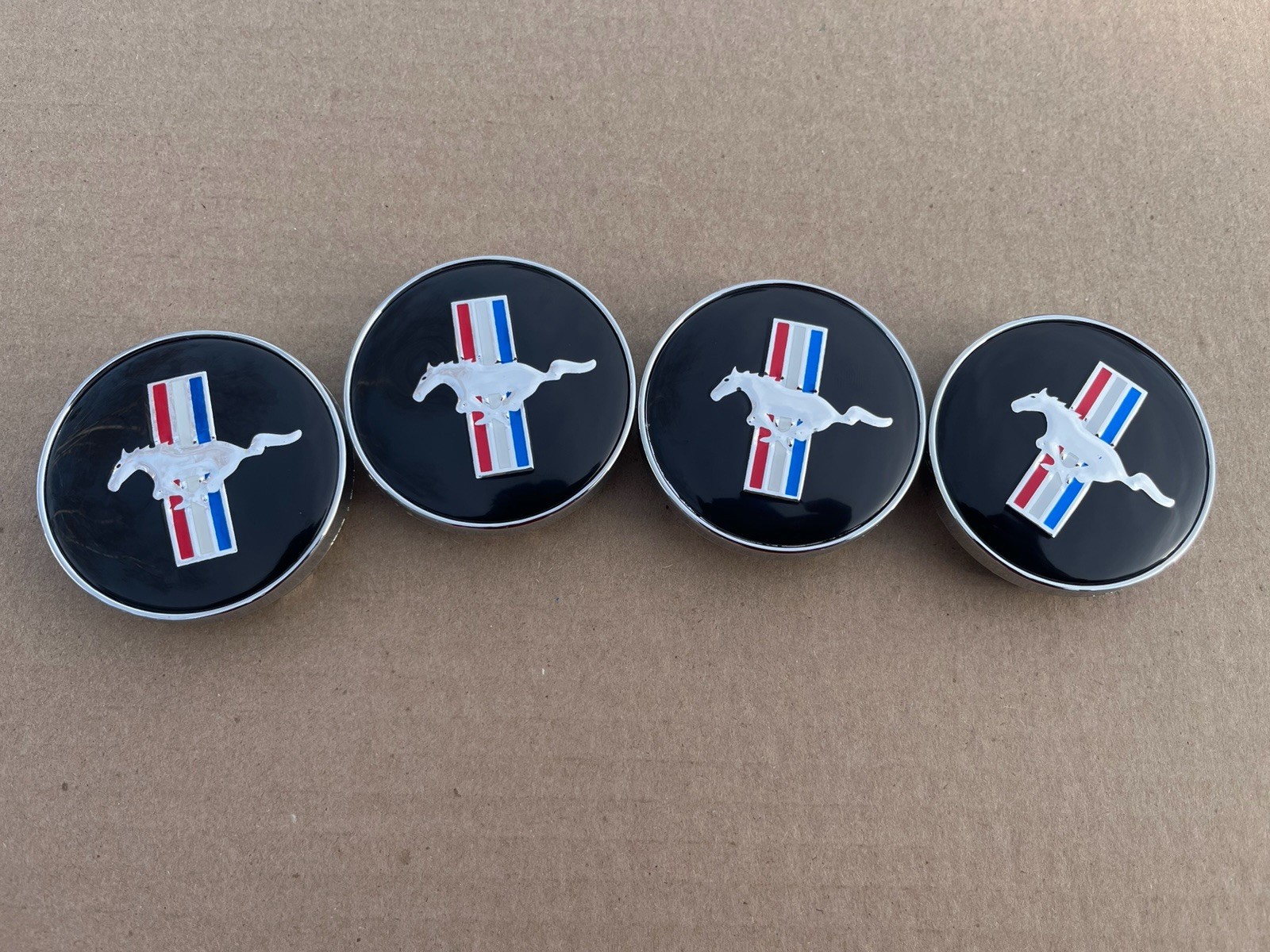 1994-2004 Ford Mustang 60mm Tribar Running Horse Wheel Center Caps – Set of 4