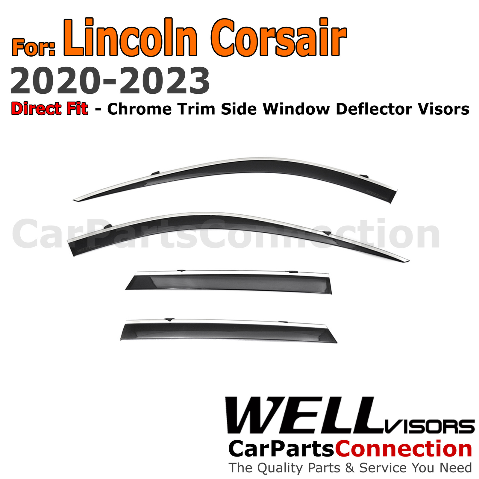 Wellvisors For Lincoln Corsair 20-24 Window Visors Deflectors Guards Chrome Trim