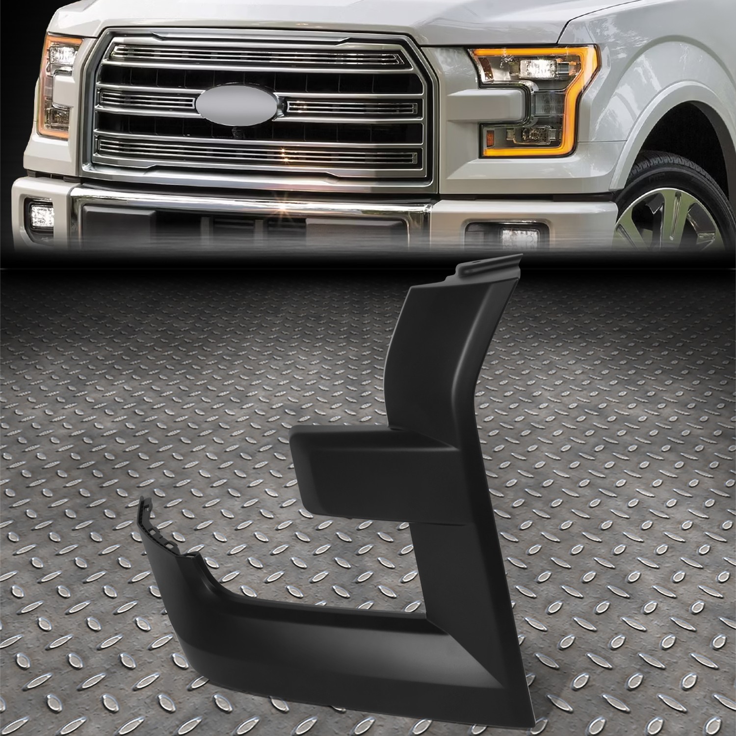 For 15-17 Ford F-150 OE Style Front Right Side Grille Trim Molding Primed Black