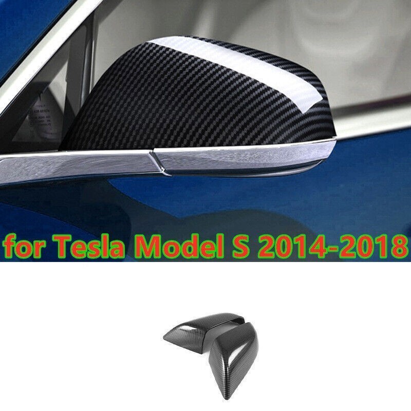 For Tesla Model S 2014-2018 Carbon Fiber Style Rear View Side Mirror Cover Trim