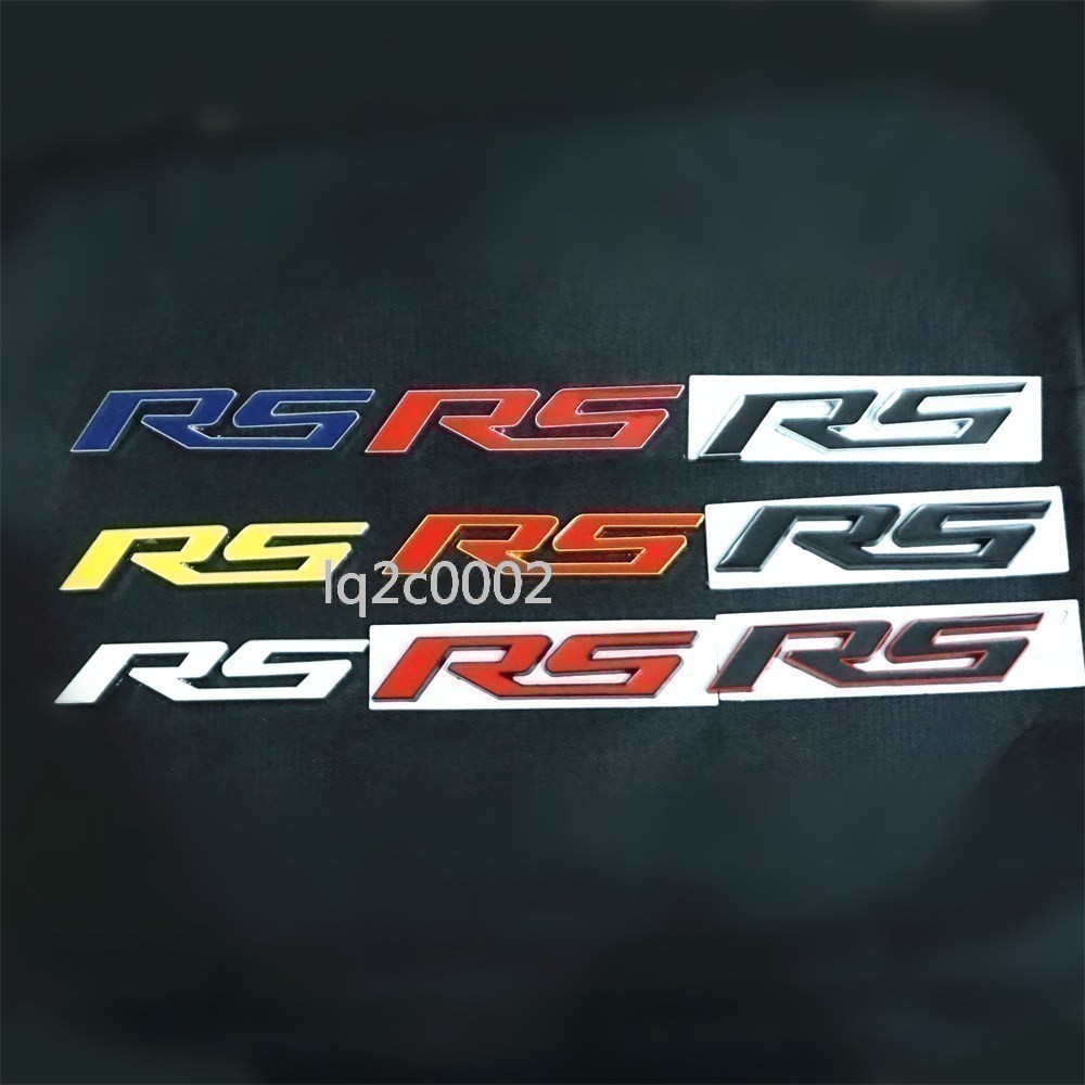 Black Silver RS Metal 1x Big Grille Emblem + 2x Small Sticker Decal Badge Motors