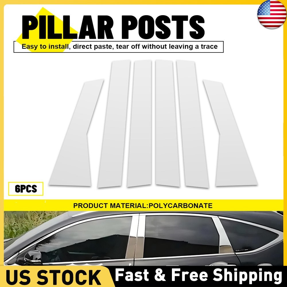 6Pcs Chrome Window BC Pillar Post Cover Trim For Honda CRV 2012-2016 4 doors
