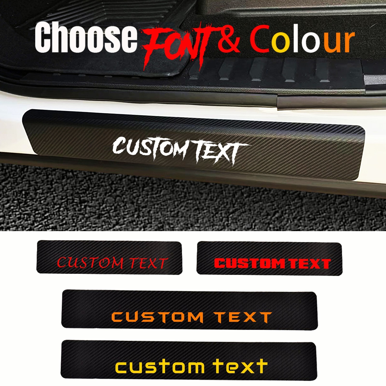 CUSTOM TEXT Car Door Sill Protectors Sticker for Ford Super Duty F250 F350 F450
