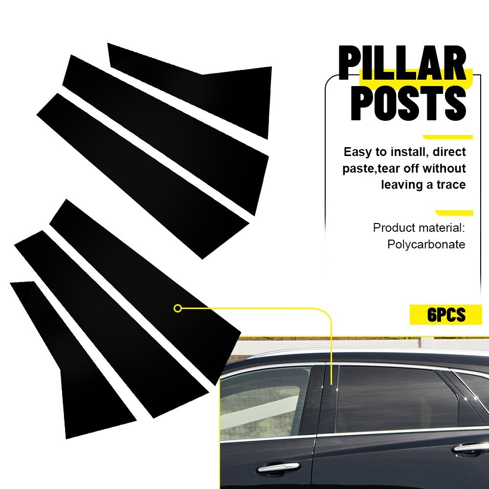 6PCS Pillar Post Cover Trims Gloss Black Suitable for Cadillac XT5 2017-2023 I