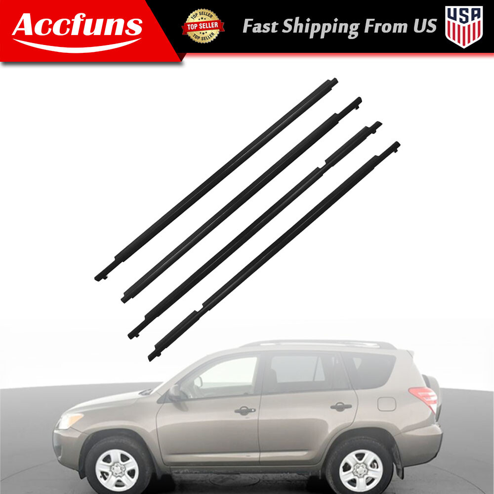 For 2009-2012 Toyota RAV4 4Pcs Weatherstrip Window Moulding Trim Seal Belt New