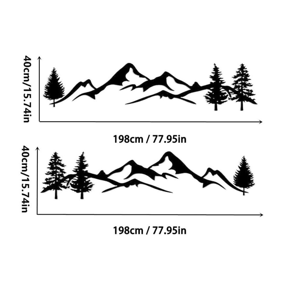 2pcs 78” Black Mountain Tree Forest Graphic Car Side Body Vinyl Sticker Decal