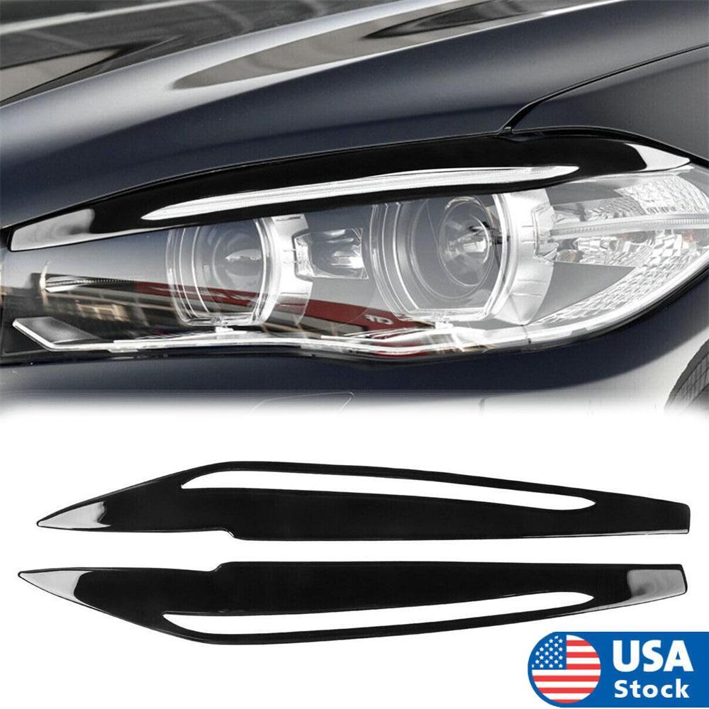 1Piano Black Headlight Eyelid Cover Eyebrows Trim For BMW X5 F15 2014-2018 USA