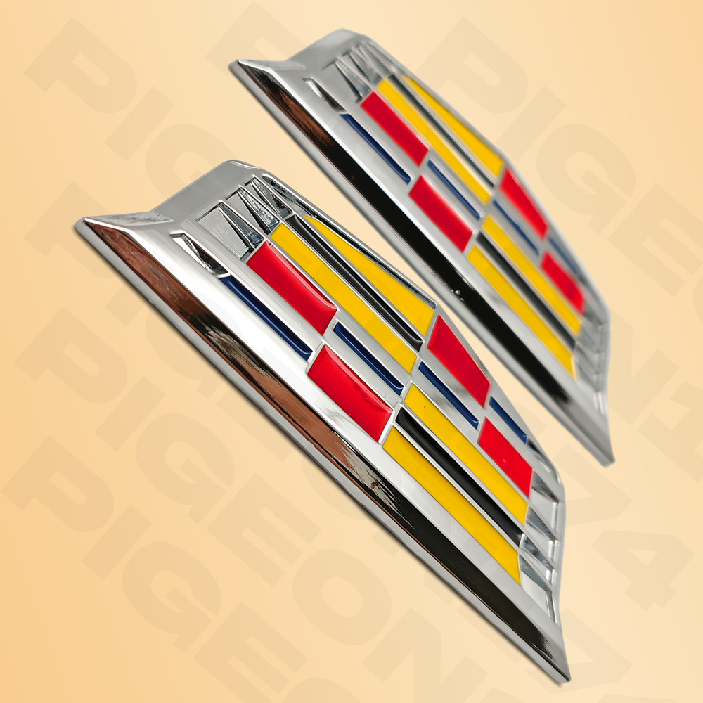 2PC Fender Marker Side Body Badge Chrome Emblem Decoration For Sport V Universal