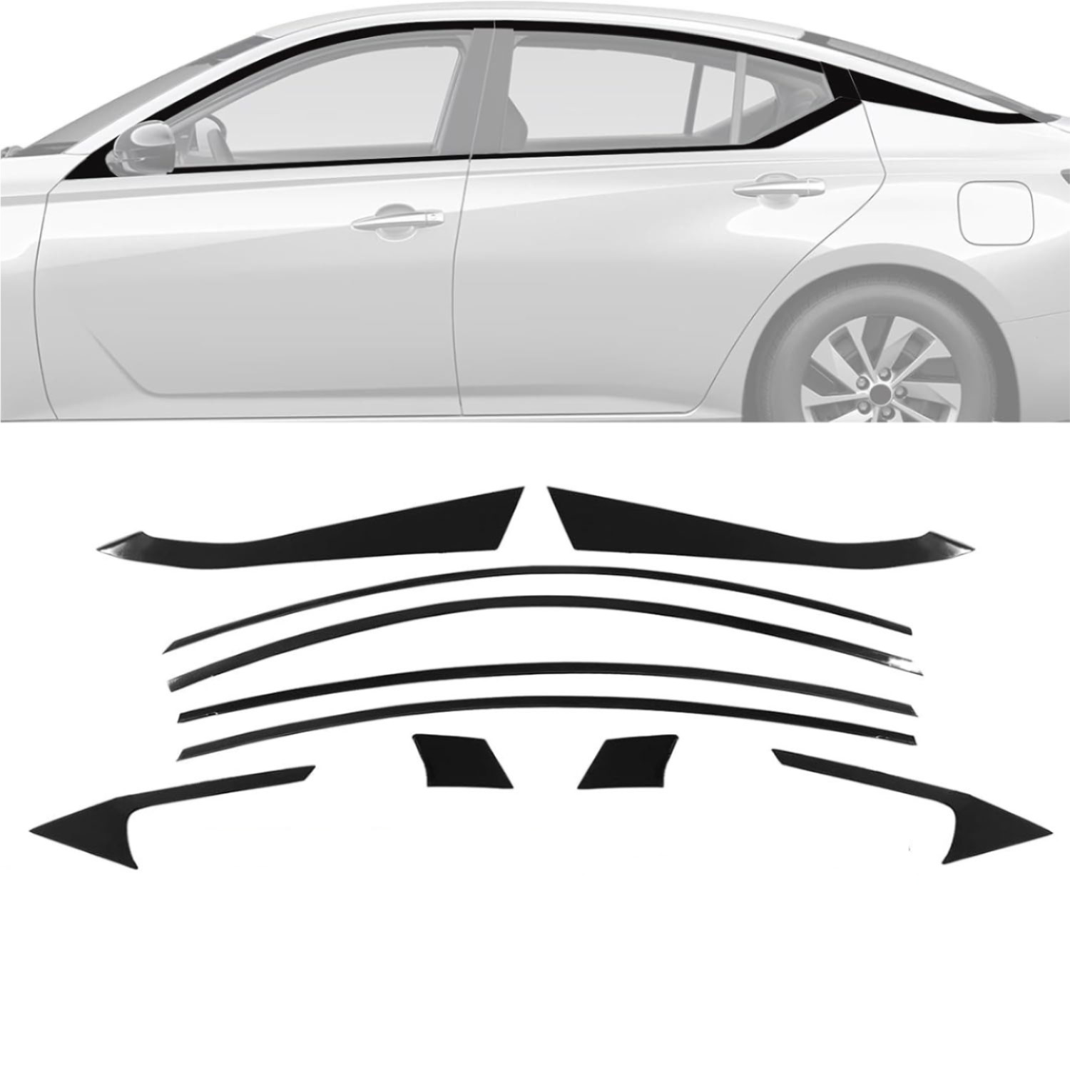 10PCS For 2019-2025 Nissan Altima Black Steel Car Window Molding Strip Trim