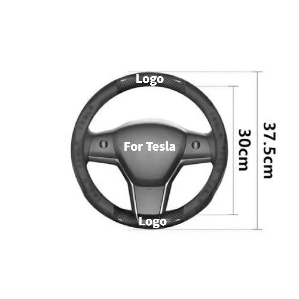 Carbon Fiber Leather Steering Wheel Cover for Tesla Model 3 Model Y D-Type