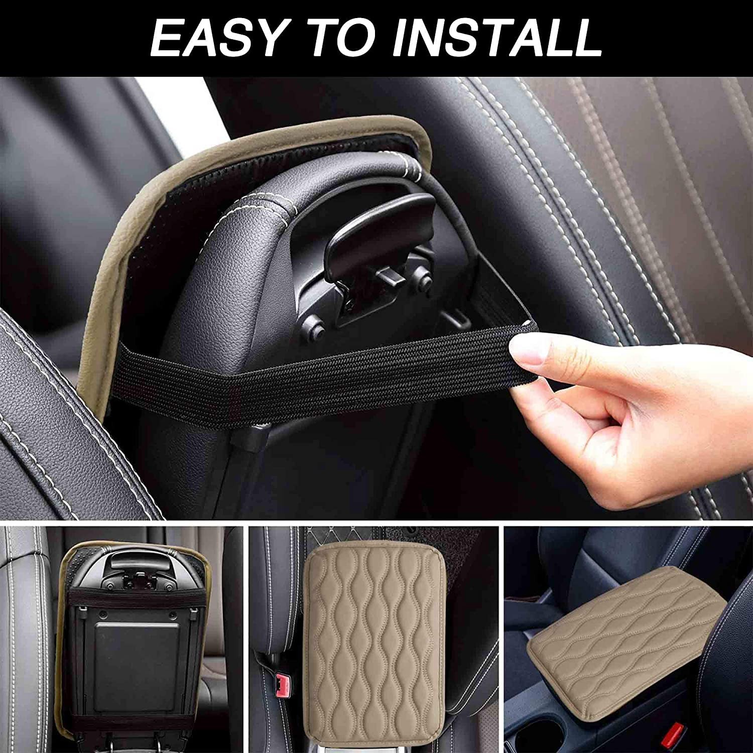 PU Leather Auto Armrest Pad Cover Center Console Box Cushion Mat Car Accessories
