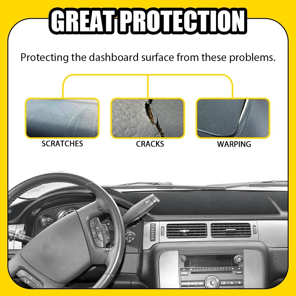 Dashboard Pad Dash Cover Mat For 2007-2012 Chevrolet Suburban 1500 2500 Black
