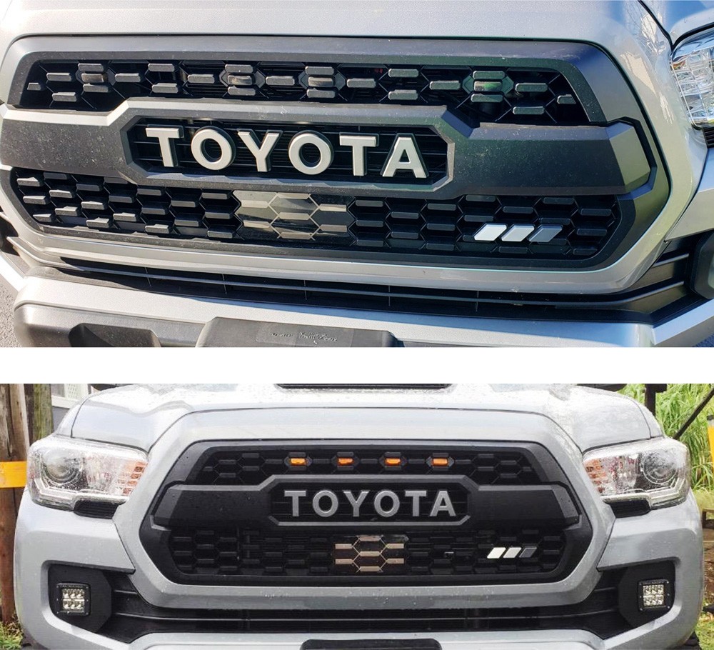 Retro 3-Color Stripe Grille Badge Emblem w/No Removal Toggle Anchor Bolts – Grey