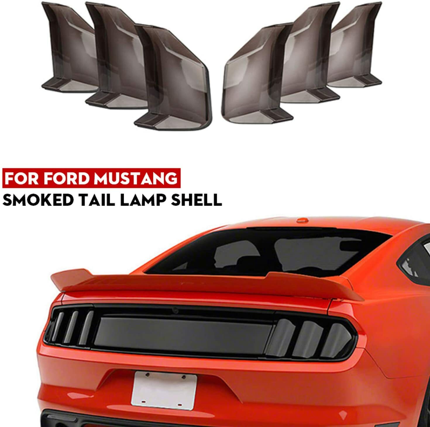 Smoke Black Taillight Lamp Light Cover Guard Decor Trim Molded for Ford Mustang