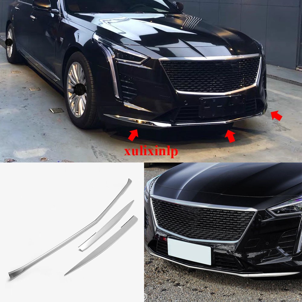 For Cadillac CT6 2019-2020 Stainless Chrome Front Bumper Bright Strip Cover Trim
