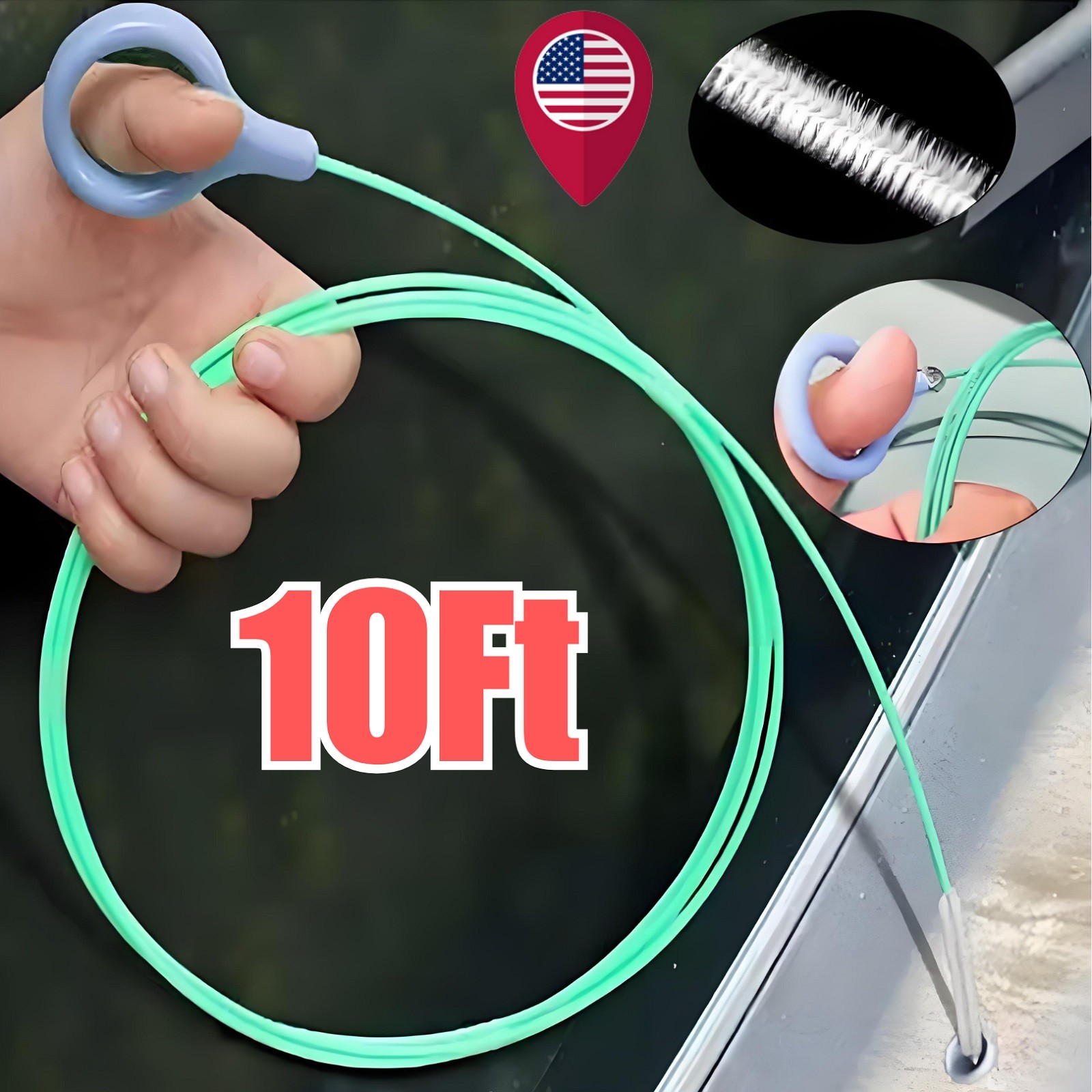 1-3× Auto Sunroof Drain Cleaning Tool Flexible Tube Cleaning Brush Access 10Ft