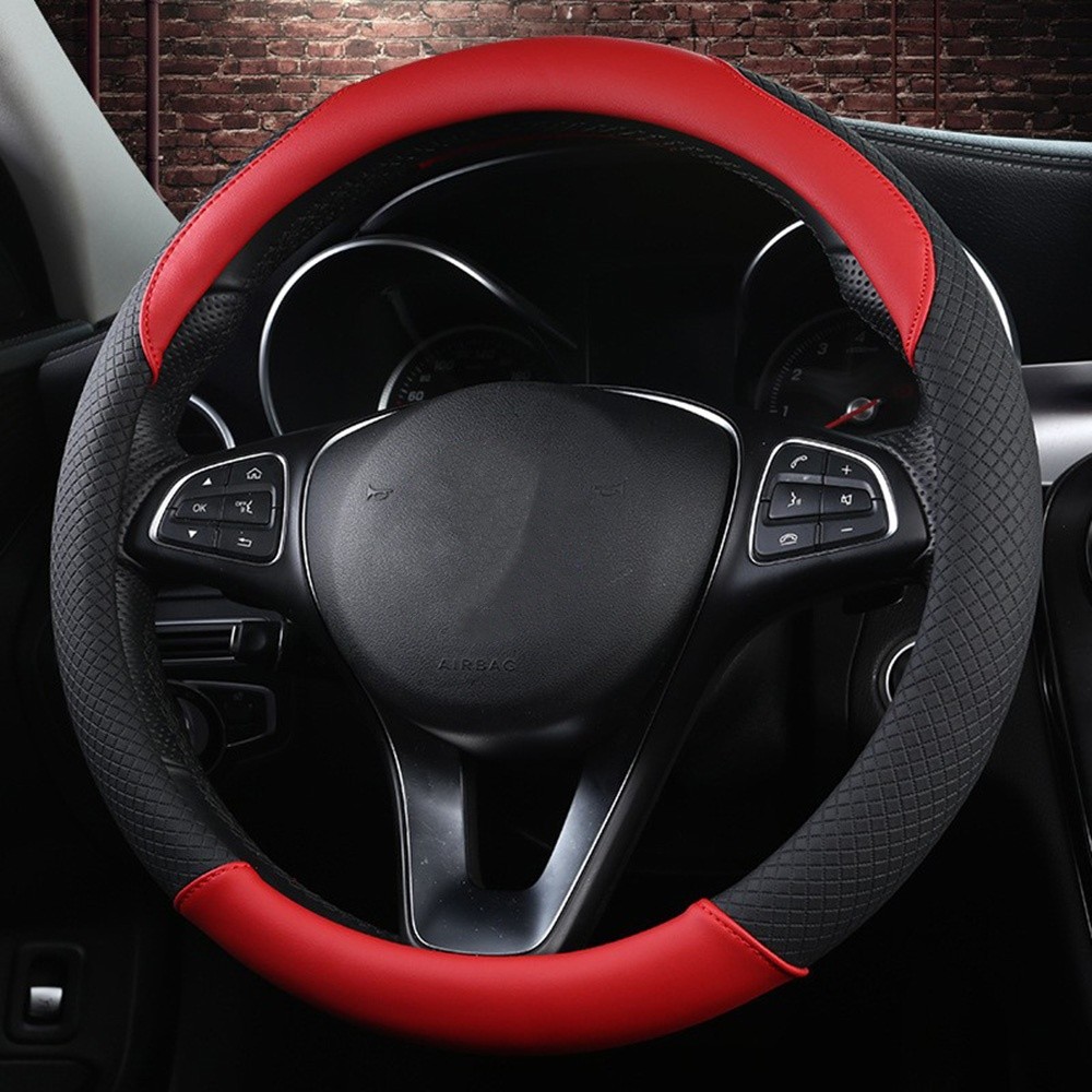 PU Leather Car Steering Wheel Cover Protector Universal For Most Auto SUV 15″