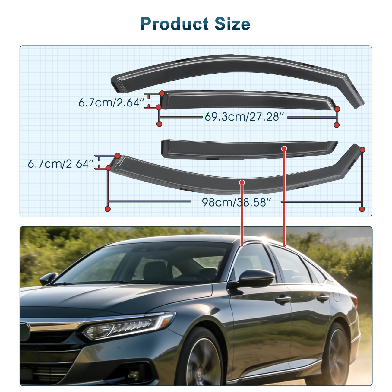 For 2023-2026 Honda Accord In-Channel Smoke Rain Guards Window Visors Vent Shade