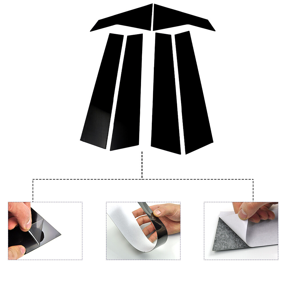 6PCS Door Black Car Door Window Pillar Post Cover Trim For 2016-2021 Honda Civic