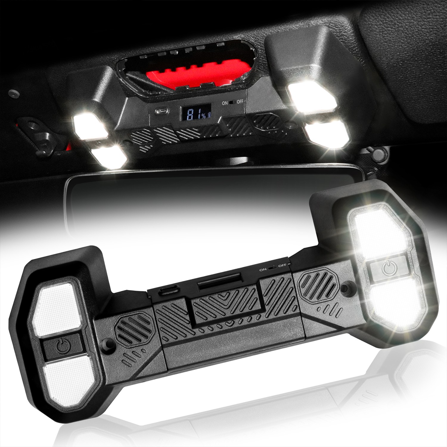 1PCS LED Interior Dome Light Reading Lamp For Jeep Wrangler t with Power Display