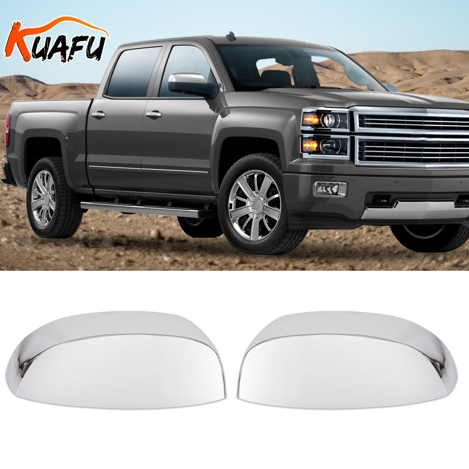 For 2007-2014 Chevy Silverado / GMC Sierra CHROME Top Mirrors Covers Replacement