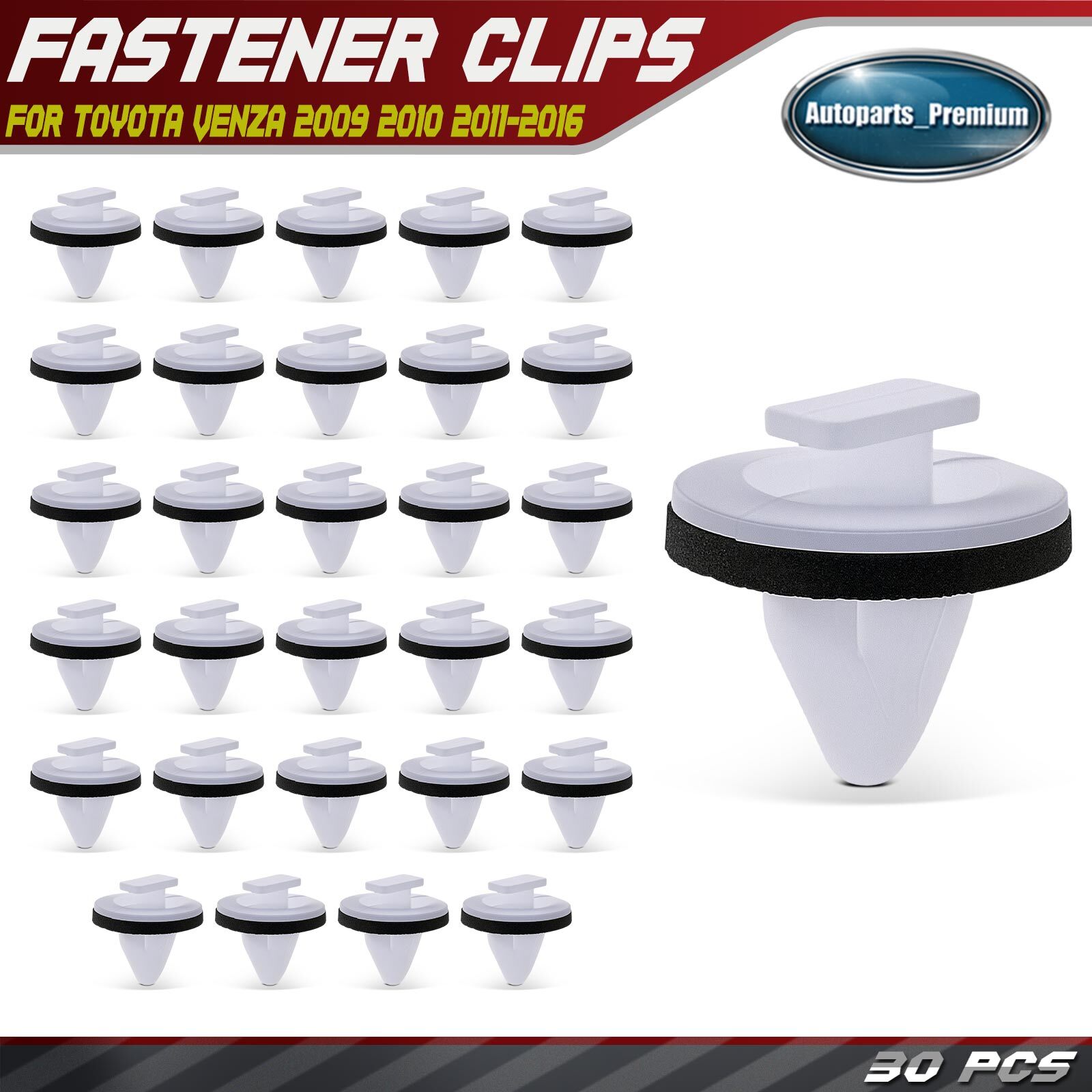 30Pcs 10mm Nylon Body Side Fender Moulding Clip Fastener for Toyota Venza 09-16