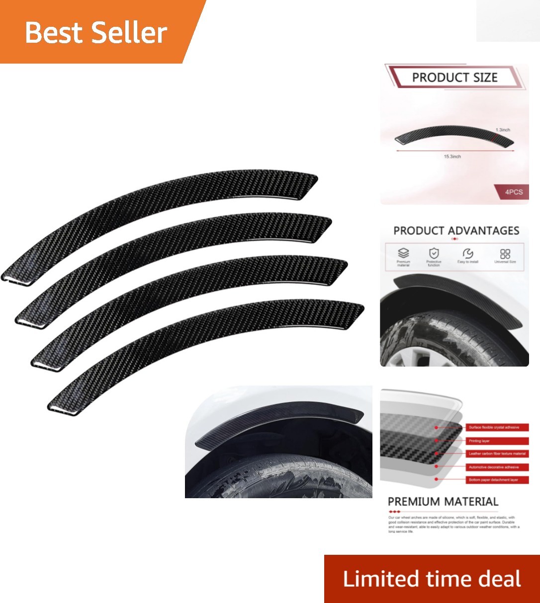 Protective Carbon Fiber Stickers for Automobile Wheel Arches – 2pcs