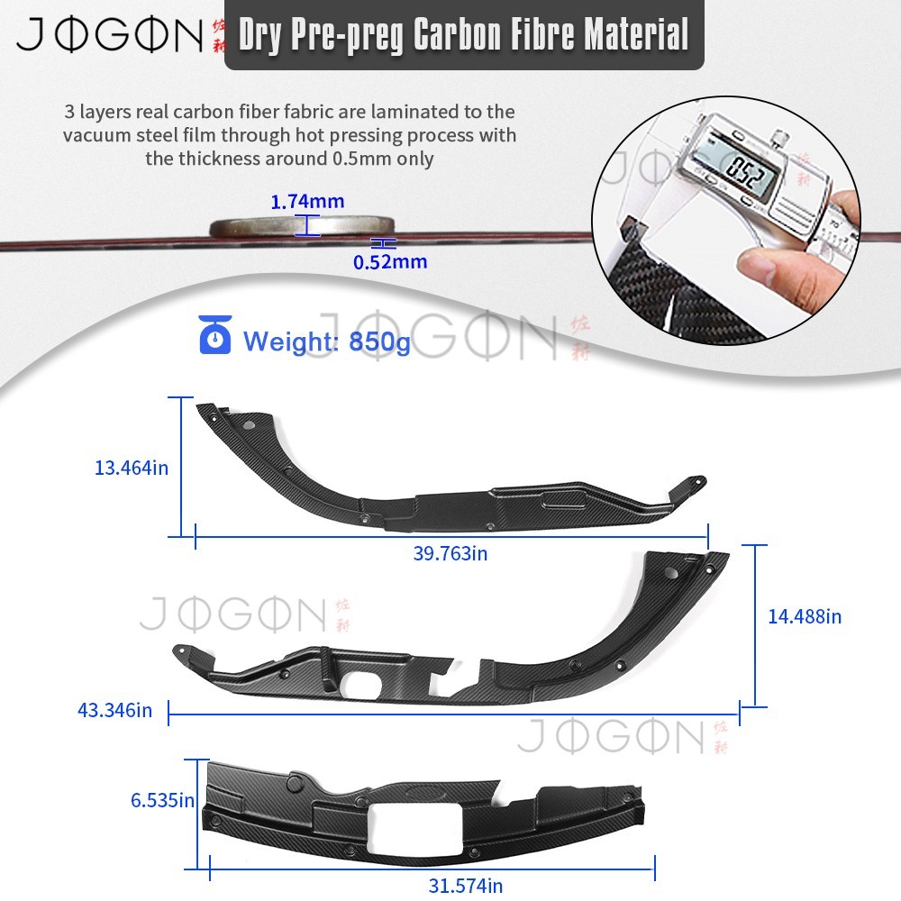 Matte Carbon Engine Bay Side Trim + Radiator Cooling Plate For Acura Integra DE5