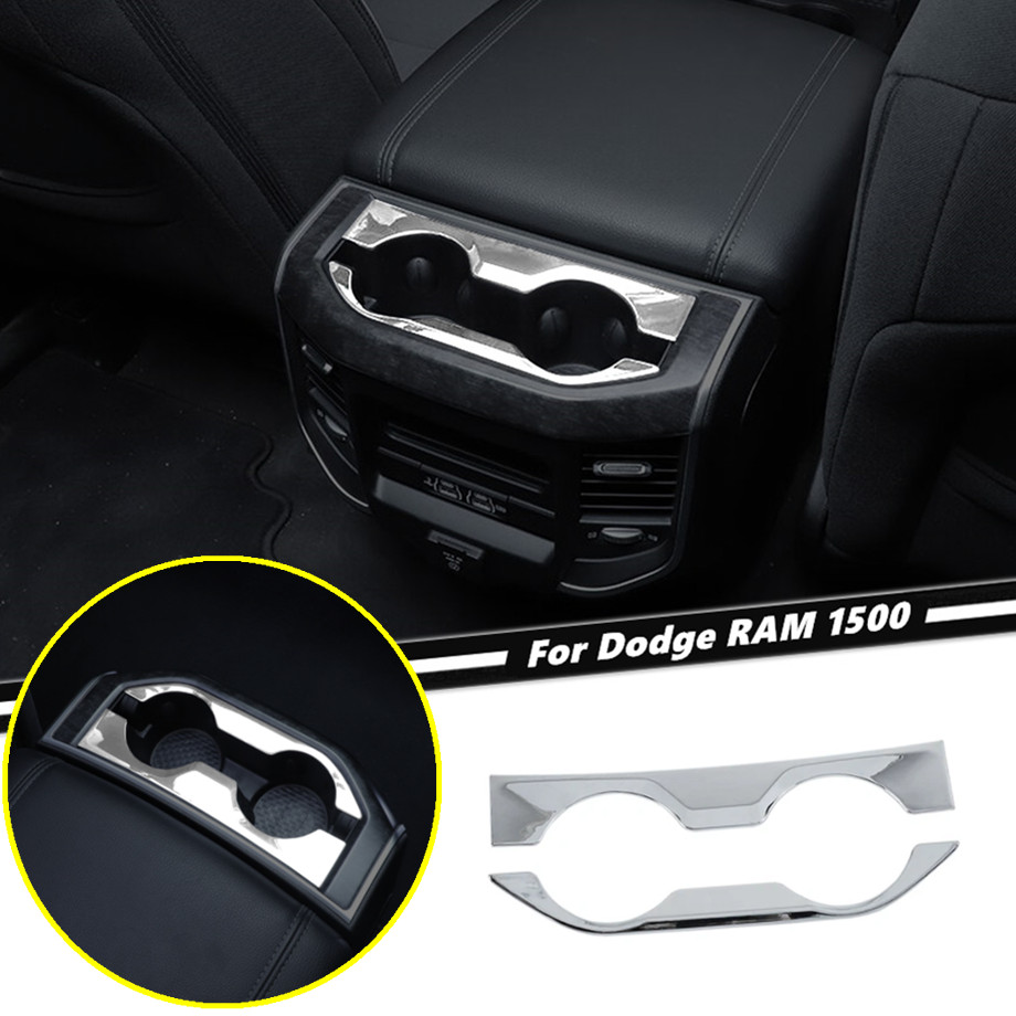 Fit for Dodge Ram 1500 19-25 ABS Chrome Car Rear Cup Holder Trim Decor Cover 2P