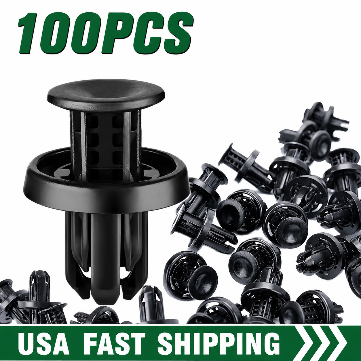100Pcs Bumper Clips 10mm Hood Fender Push Rivets Retainer Fasteners New US