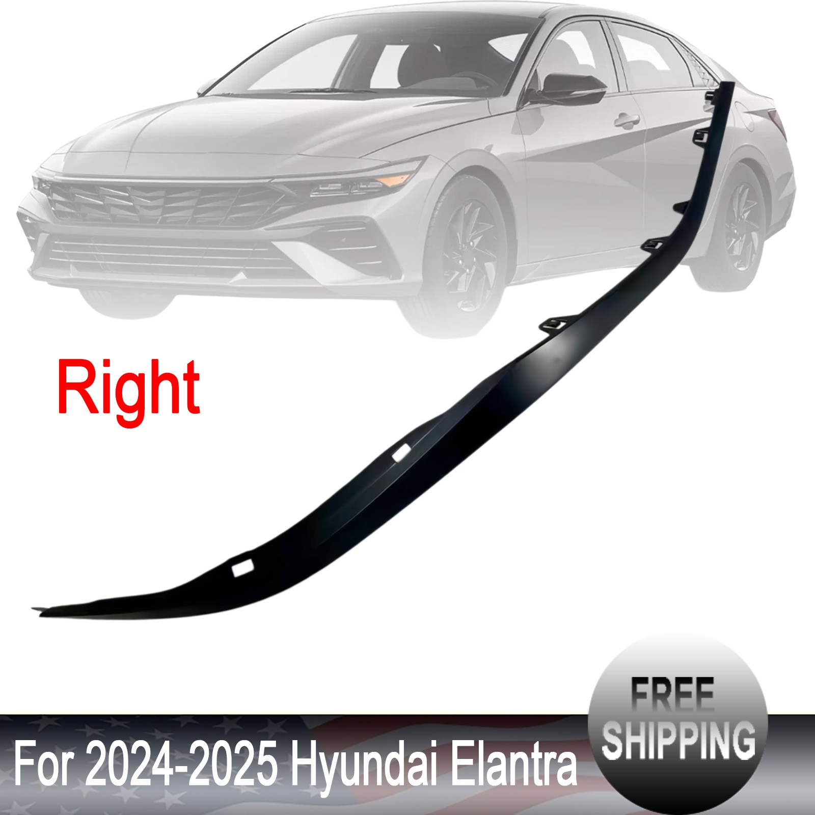 New Front Passenger Right Side Bumper Trim Molding For 24-25 Elantra 86596AABA0