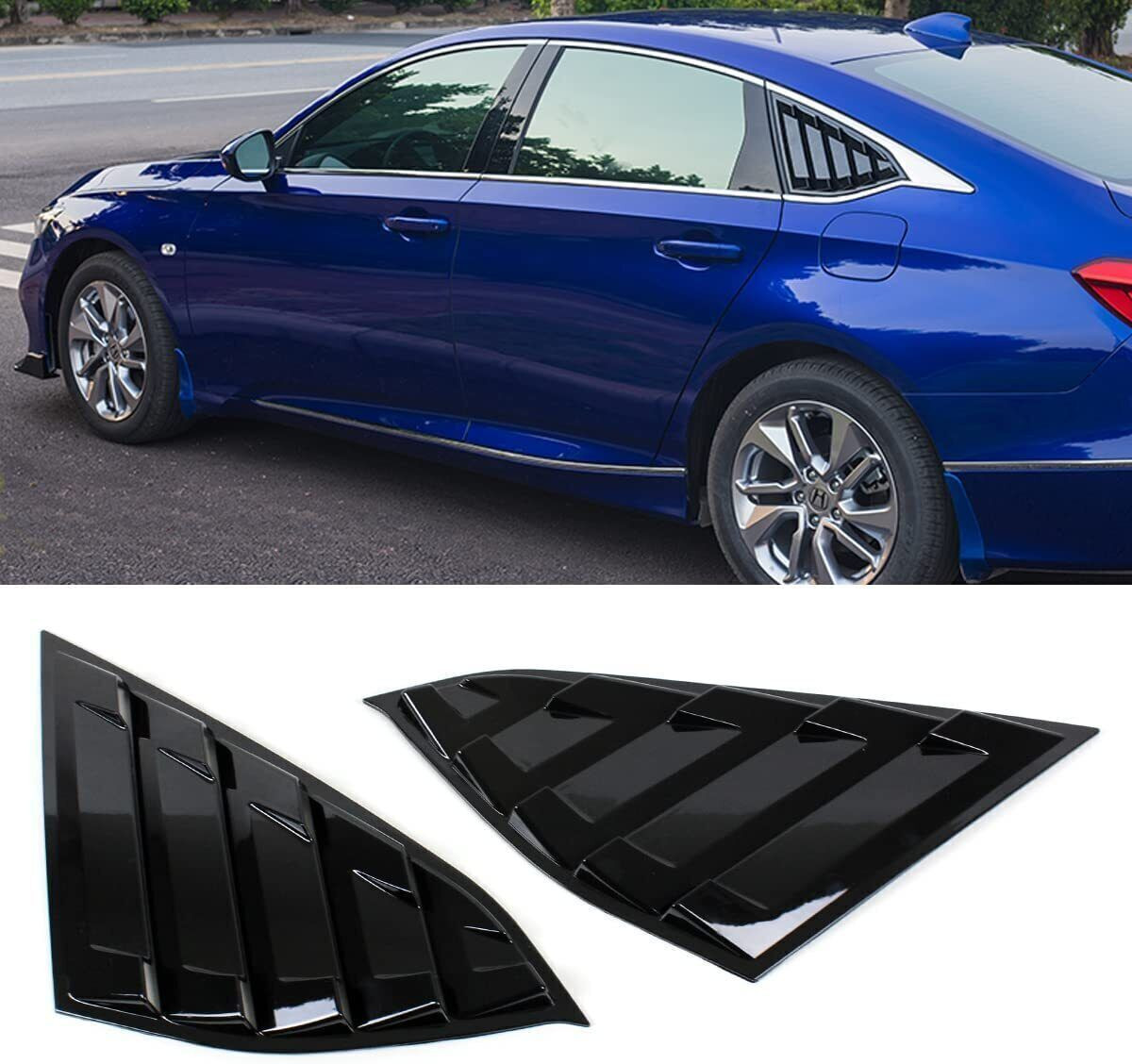 For Honda Accord 2018 2019-22 Side Vent Window Quarter Louver Cover Glossy Black