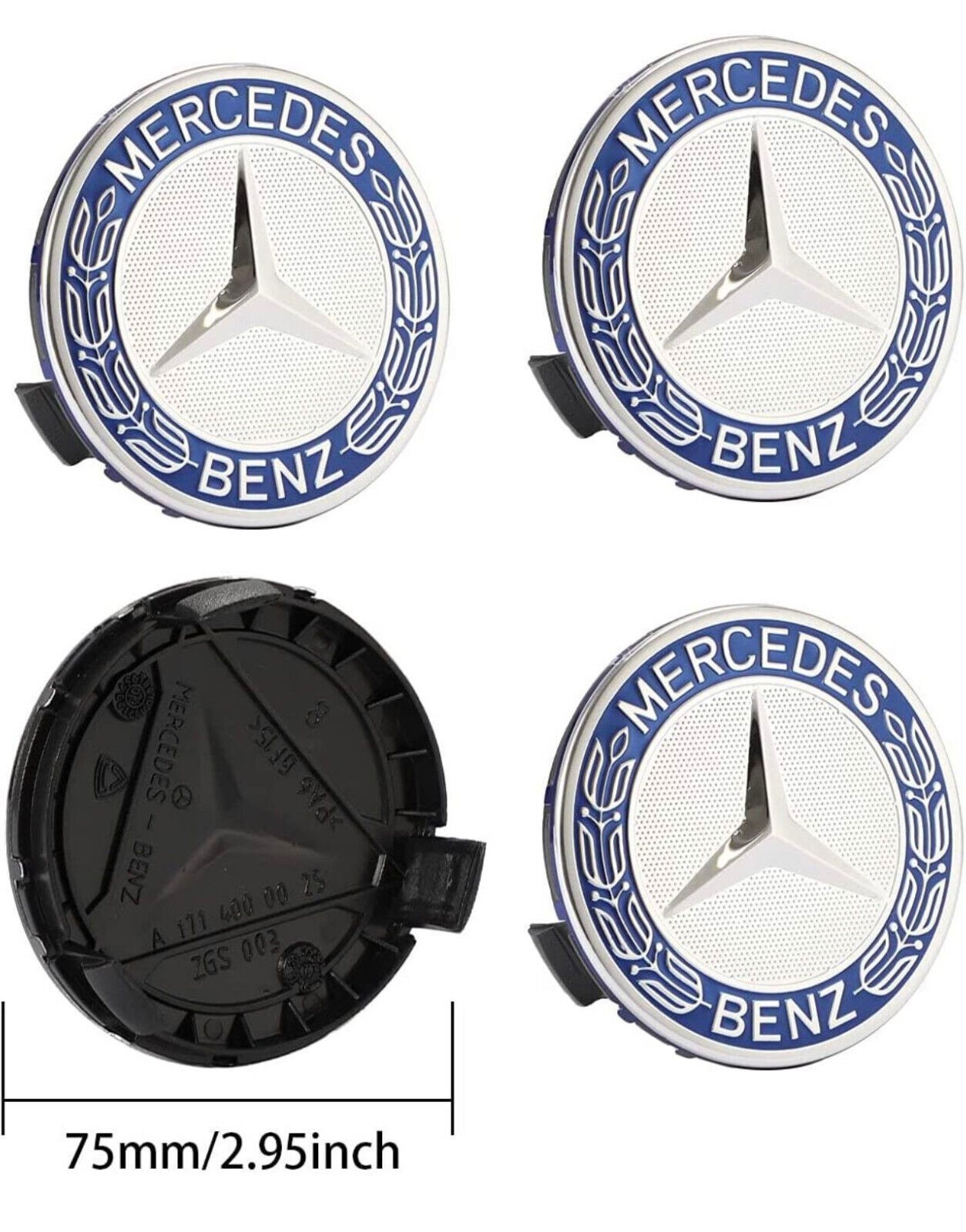 4pcs For Mercedes Dark Blue Wheel Center Hubcaps Emblem Rim Cap Set 75mm NEW