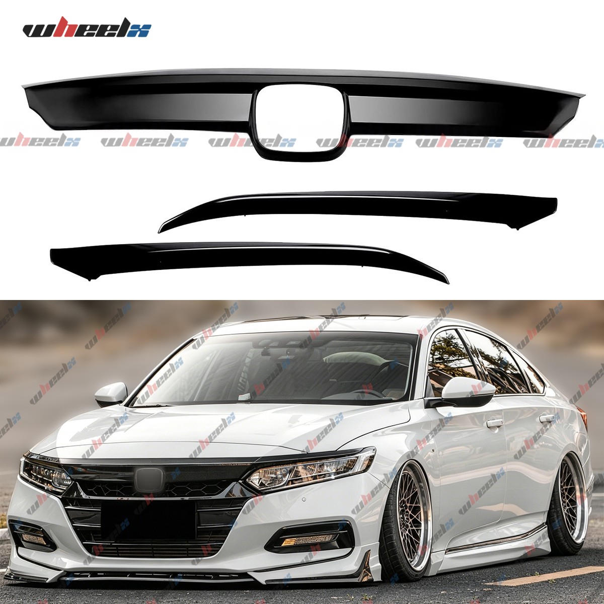 For 2018-2020 10th Gen Honda Accord Sedan JDM Sport Style Grille Glossy Black