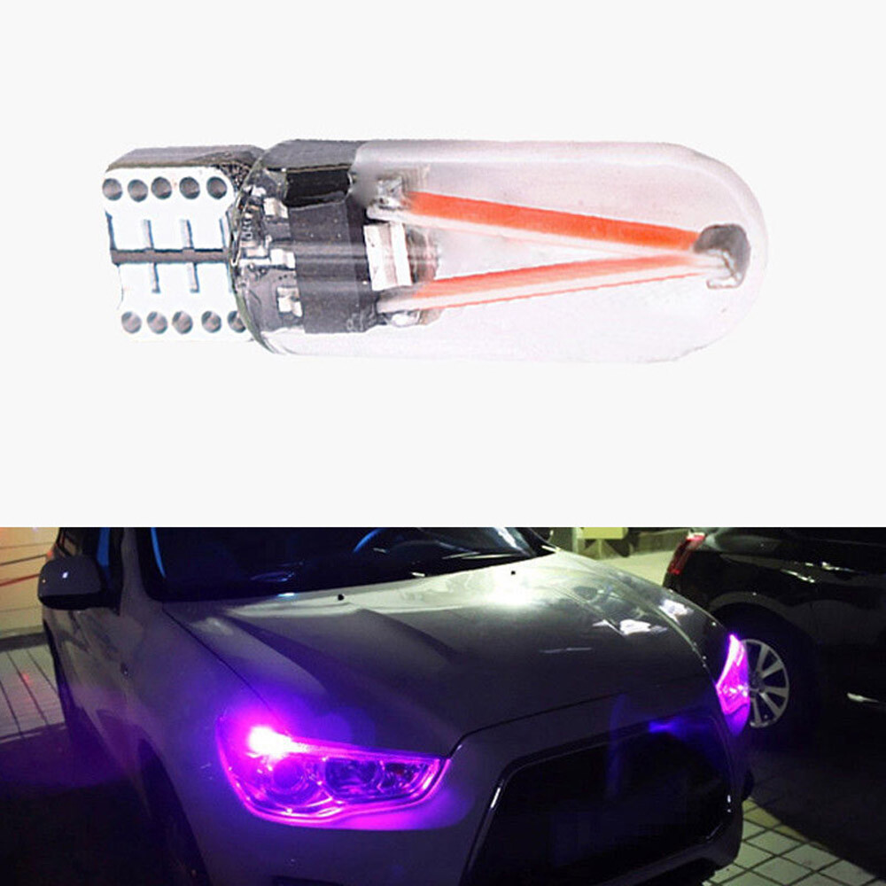 2x T10 194 168 W5W COB LED Canbus Glass Car License Plate Light Purple Bulbs