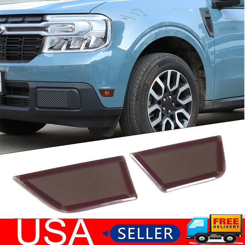 Smoked Front Fender Side Marker Signal Lights Cover For Ford Maverick 2022-2024