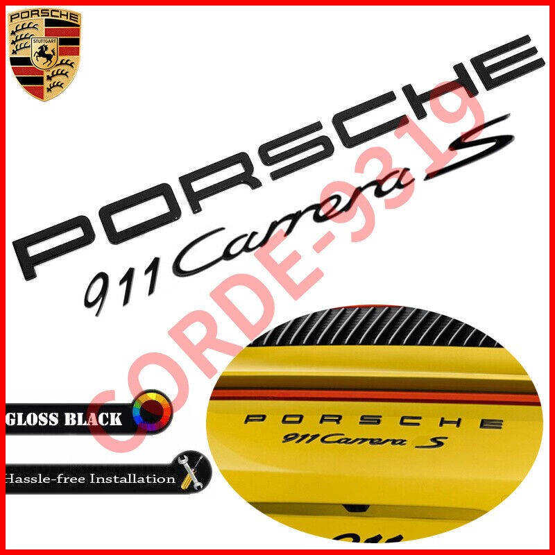 4PC Gloss Black For Porsche 911 Carrera S Letters Rear Badge Emblem Deck Lid Set