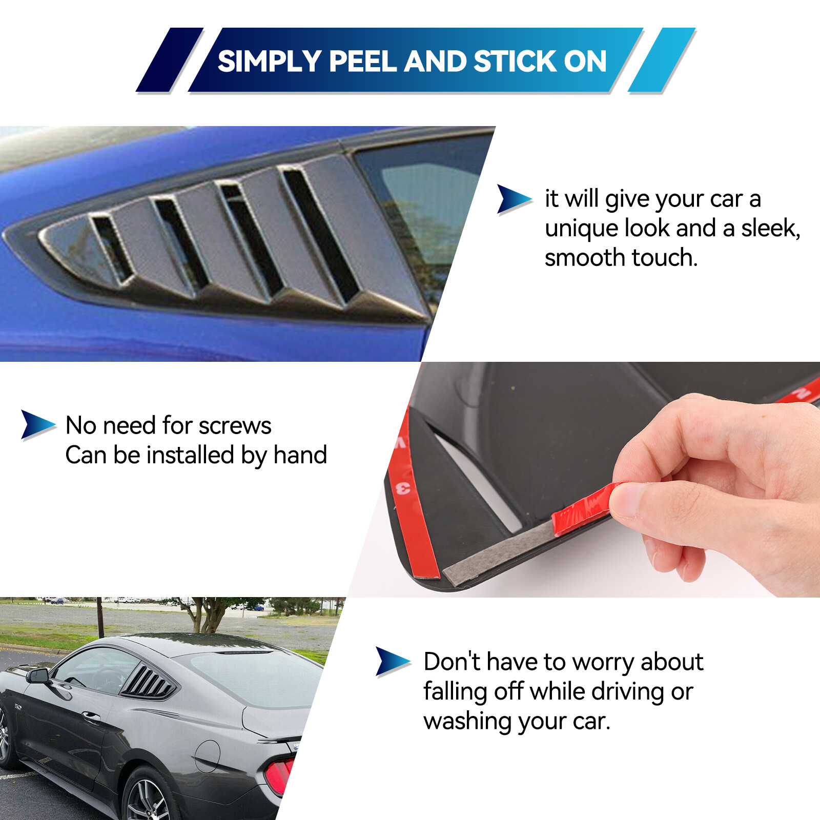 For Ford Mustang Side Vent Window 1/4 Quarter Scoop Louver Cover Accessories Car