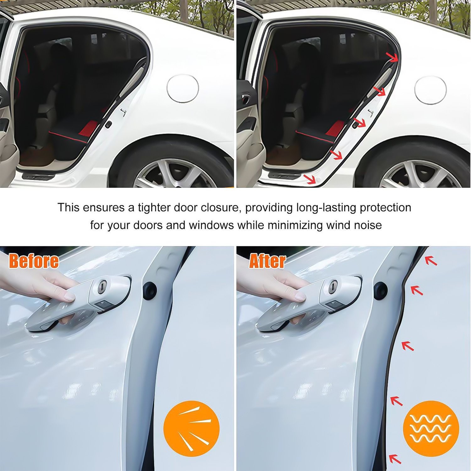 19.7ft/6m Durable Rubber Car Seal Strip Hood Moulding Trim Weatherstrip H-Shape