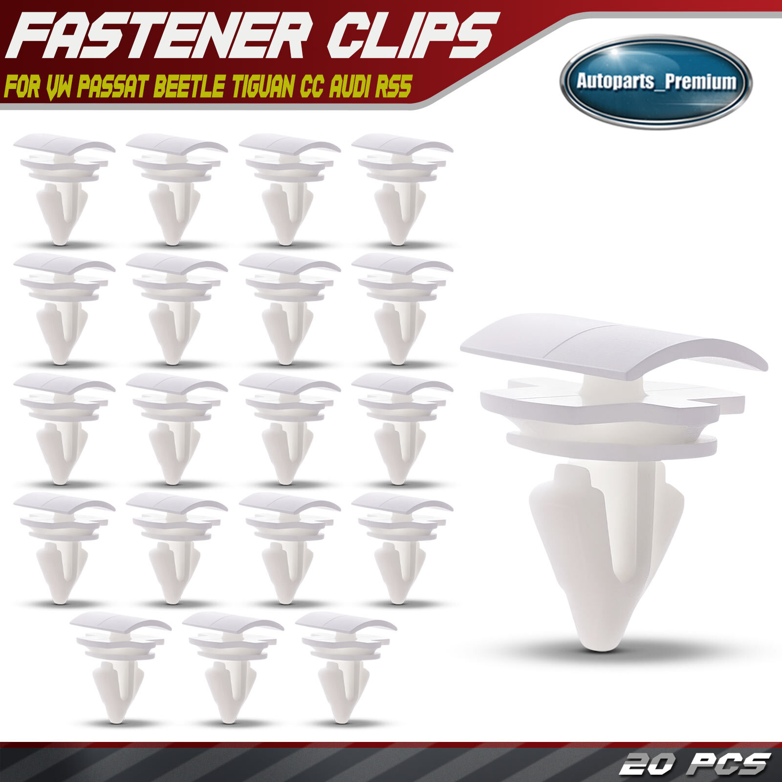 20Pcs 9mm Nylon Moulding Trim Clip Retainer for VW Passat 06-10 Tiguan Audi RS5