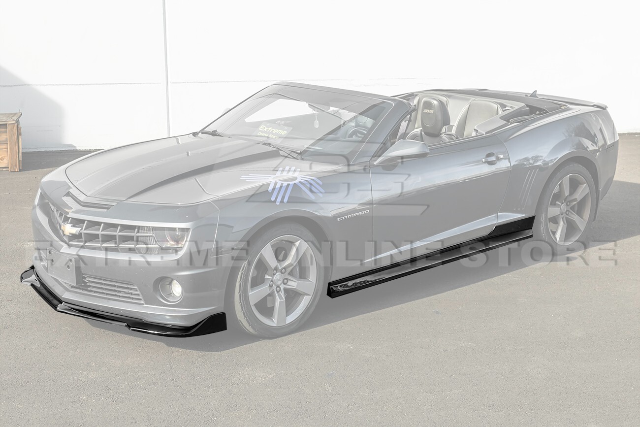 For 10-13 Camaro SS | ZL1 PAINTED GLOSSY BLACK Front Lip Splitter & Side Skirts