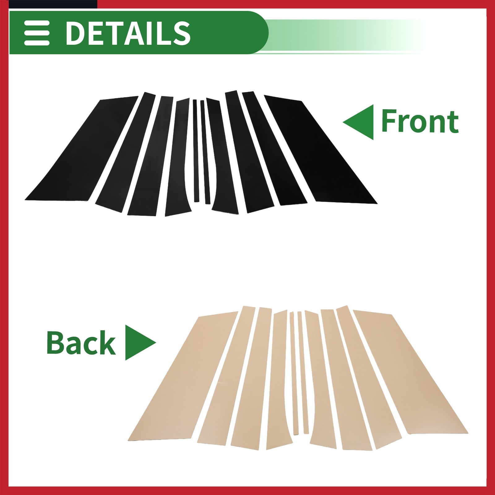 Door Pillar Window Trim for Buick Enclave 2007-2014 Black