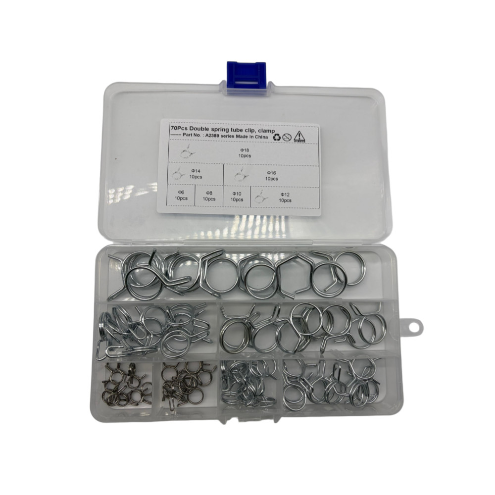 Hose Spring Clamps Φ6-Φ18Fastener Fuel Water Line Pipe Air Tube Clips Kit 70PCS
