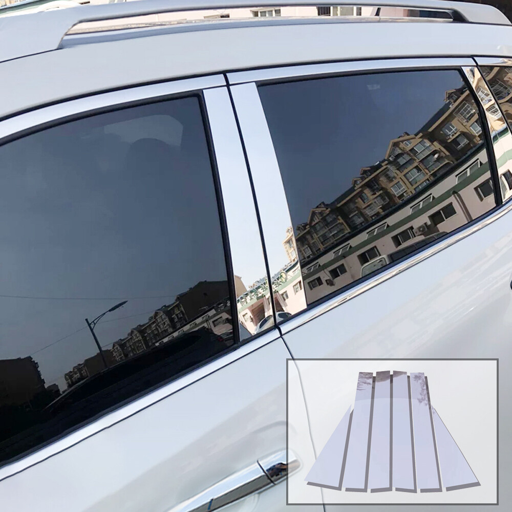 For GMC Acadia 2007-2016 6PCS Chrome Woindow Pillar Post Trim Covers 4dr