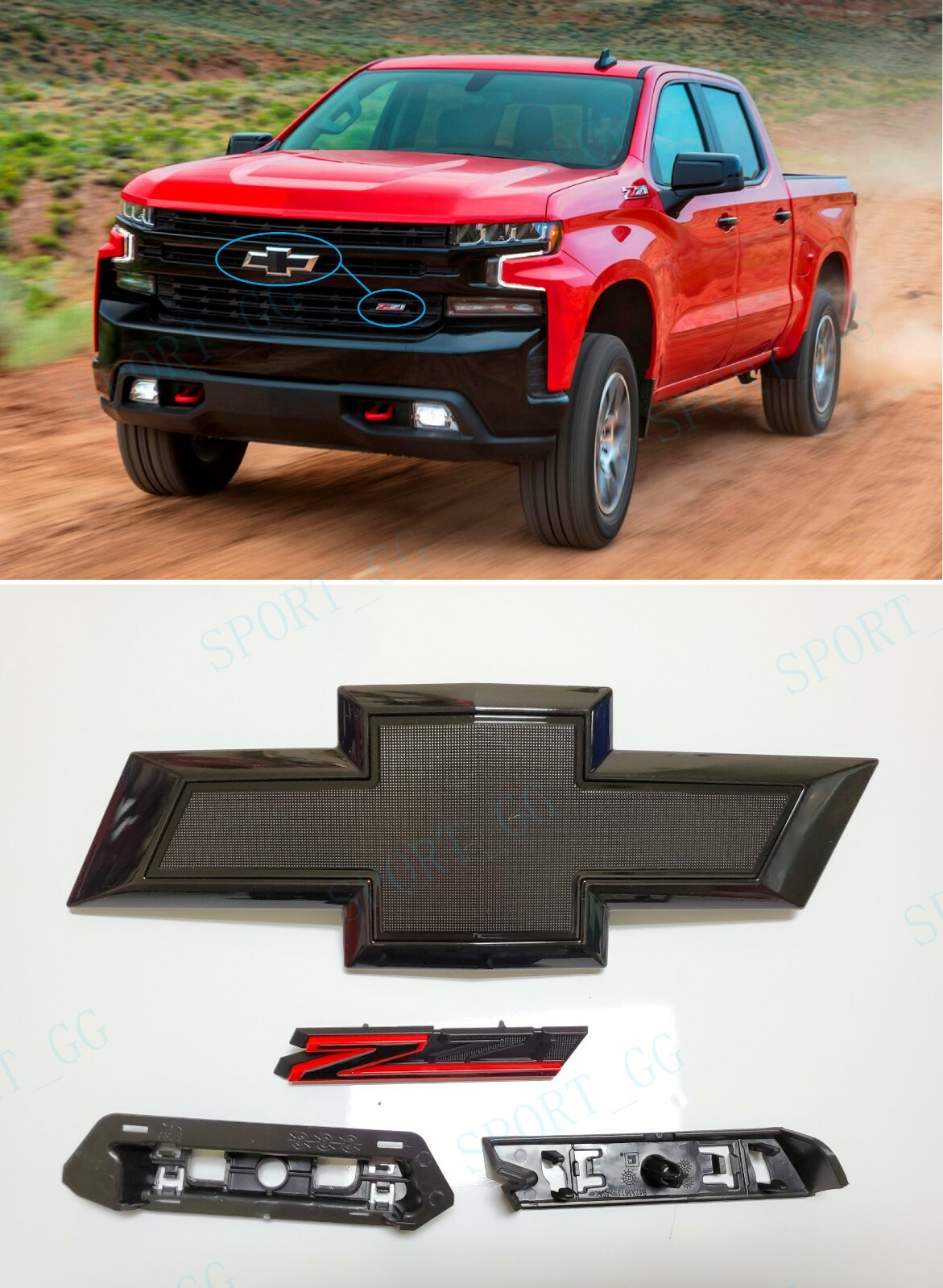 New 2019-2021 Silverado 1500 Bowtie Front Grille Black Emblem Z71 Emblems Badge