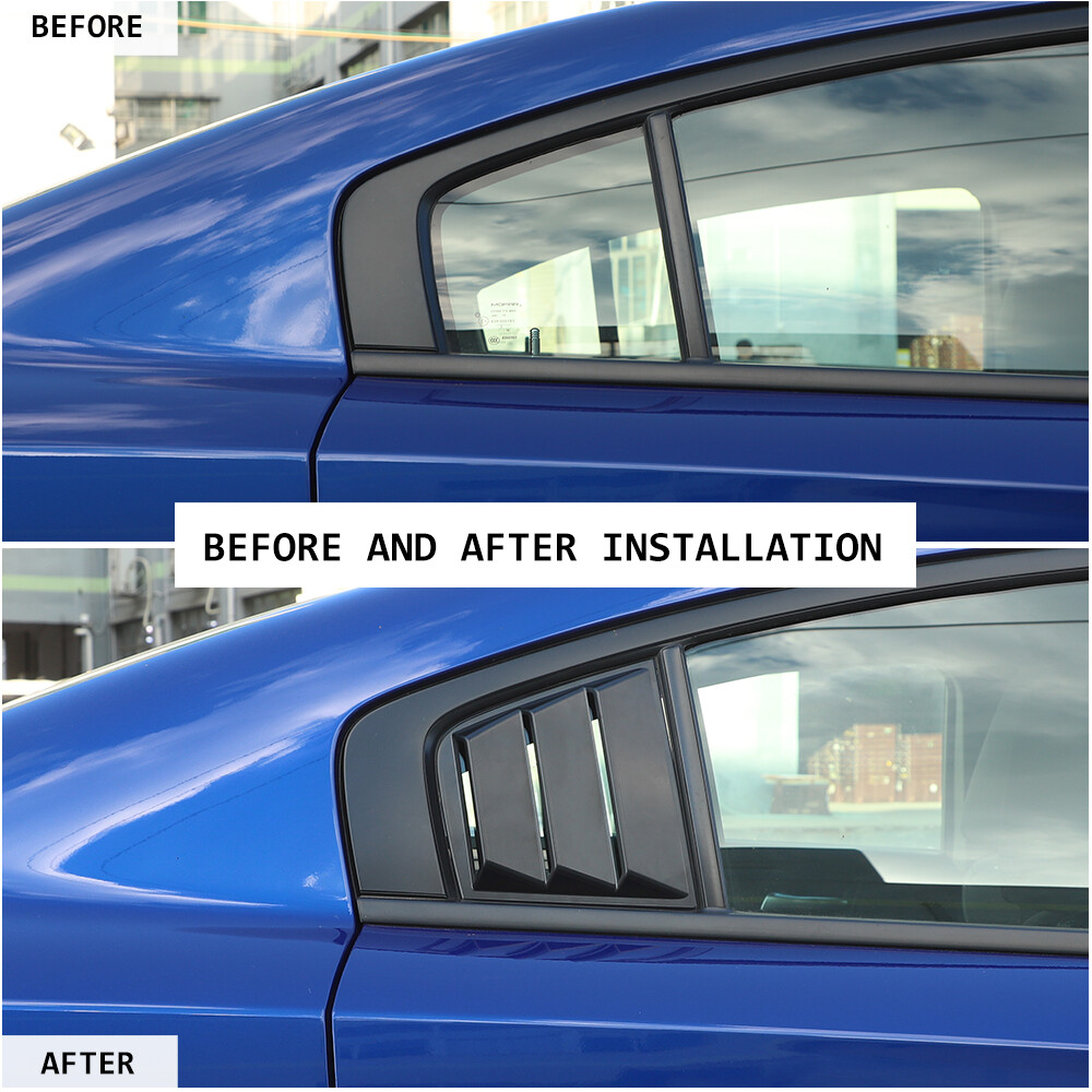 Black Side Window Louvers Air Vent Shades Cover Blinds for Dodge Charger 2011+