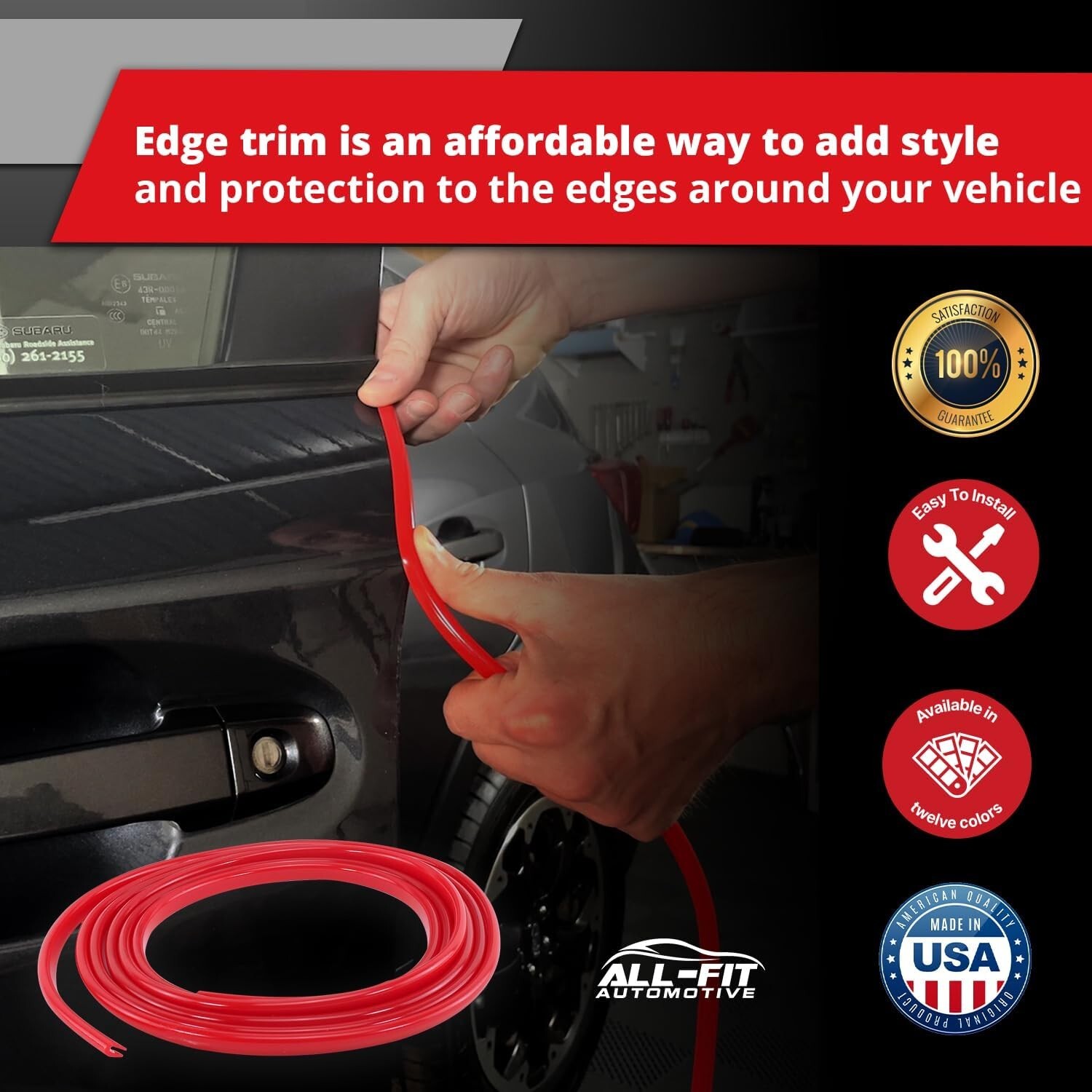 ALL-FIT Car Door Edge Protector Guard from Scratches & Dings U-Shaped (GOLD)