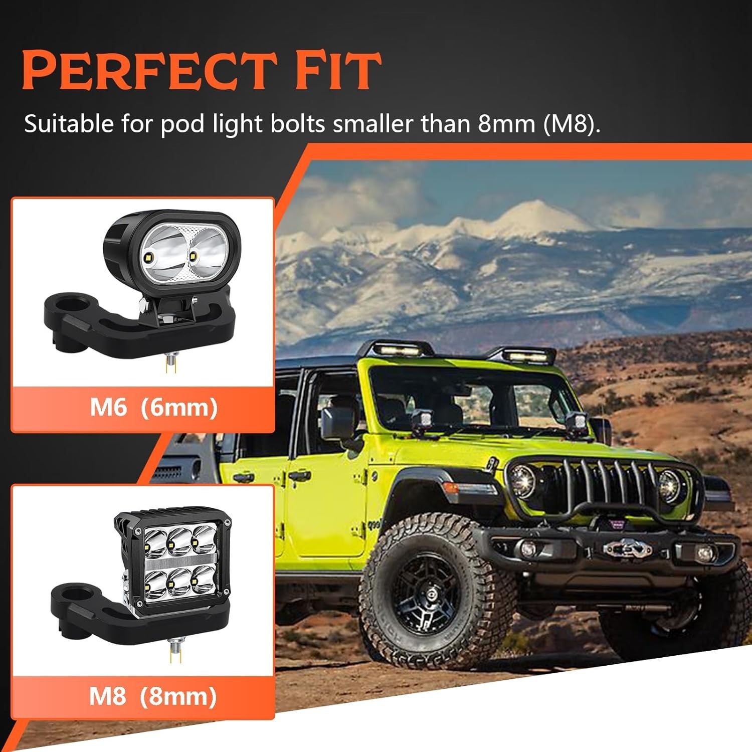 2PCS Cowl LED Light Pod Mounting Bracket 2018-2023 Jeep Wrangler JL Gladiator