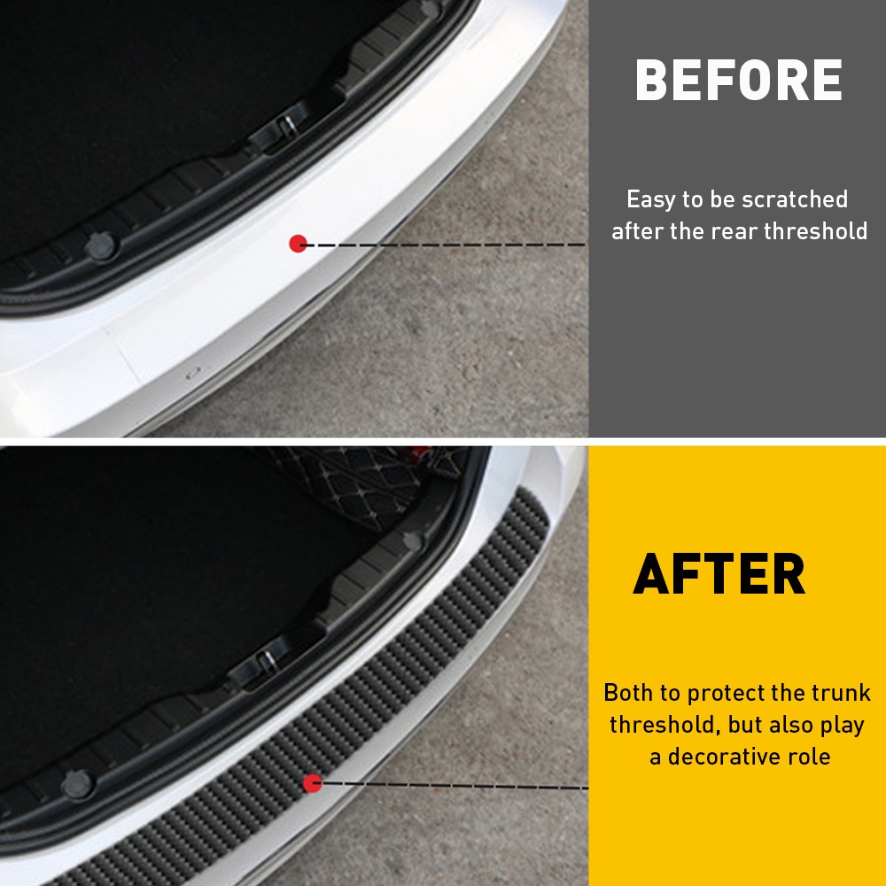 Rear Bumper Guard Sill Plate Trunk Protector Cover Sticker Carbon Fiber Style